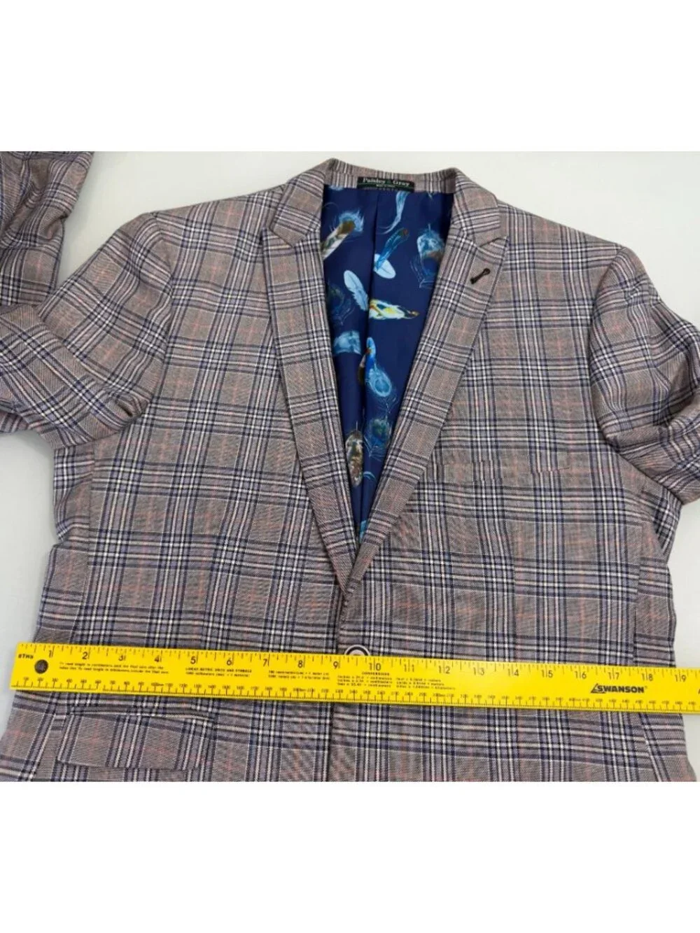 Paisley & Gray 2 Piece Suit Slim Fit 40L Blazer 34X32 Pants Double Vent Plaid - Picture 9 of 16